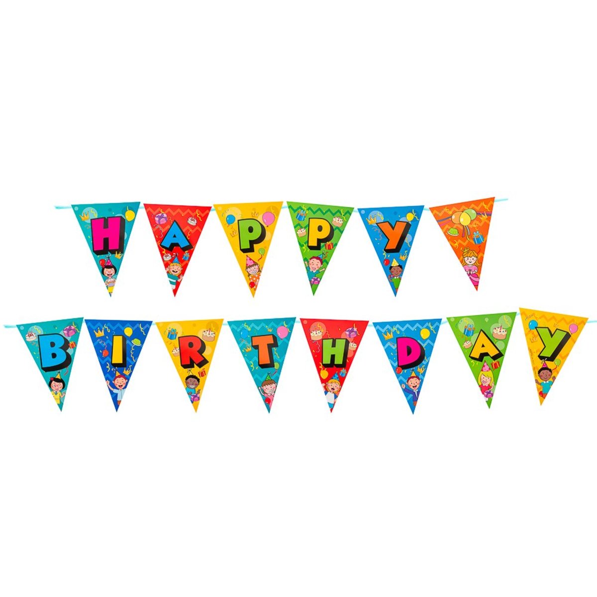 Birthday Party Decor Set Banner - Birthday Bunting (With a roll of ribbon)