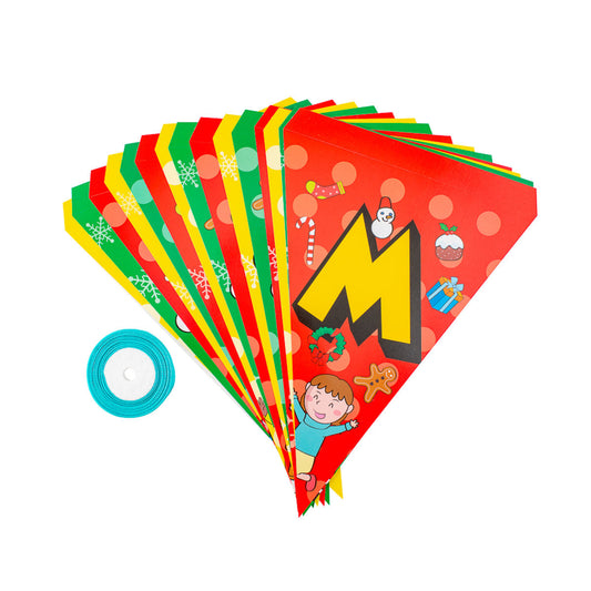 Christmas Party Decor Set Banner - Christmas Bunting (With a roll of ribbon)