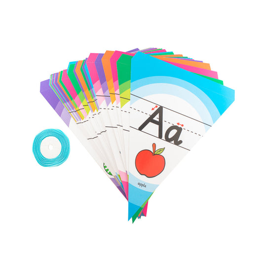 Decor Set Banner - ABC Learning, Alphabet Bunting (With a roll of ribbon)
