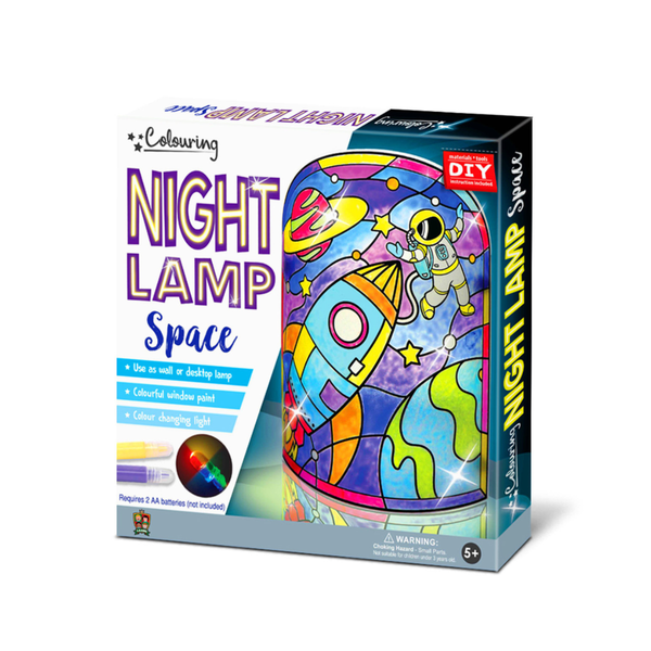 DIY Magic World | Space Night Lamp Kit for Kids - Stained Glass, Color Changing LED Bedroom Light
