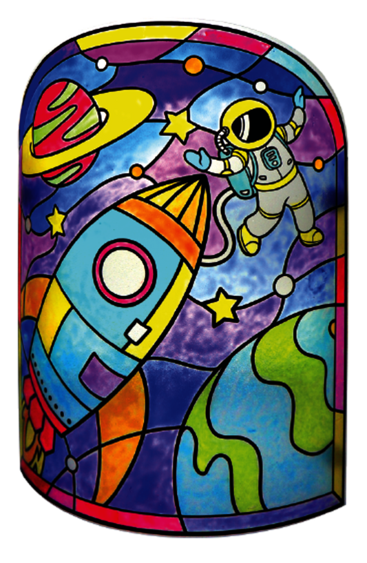 DIY Magic World | Space Night Lamp Kit for Kids - Stained Glass, Color Changing LED Bedroom Light