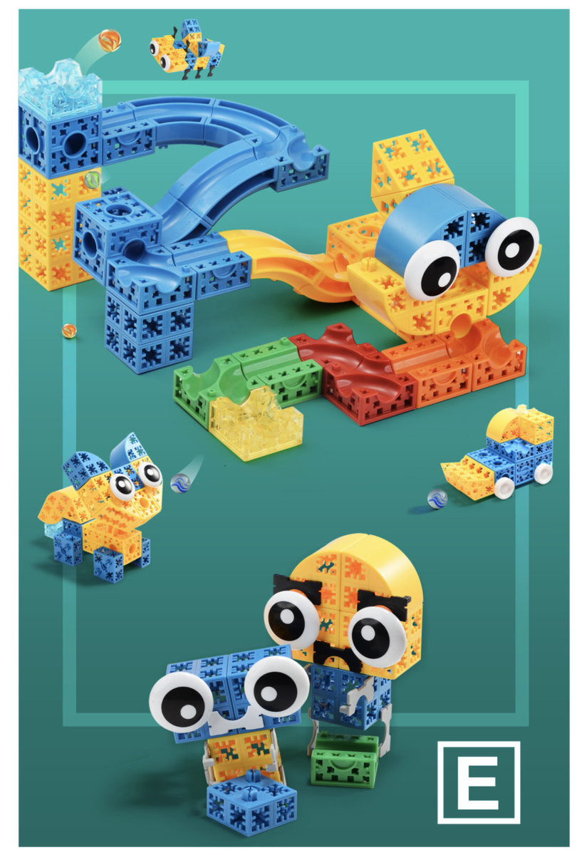 Parent-child STEM DIY Mega Building Blocks for kids - Marble Run 129 pieces (Suitable for Age 3+)