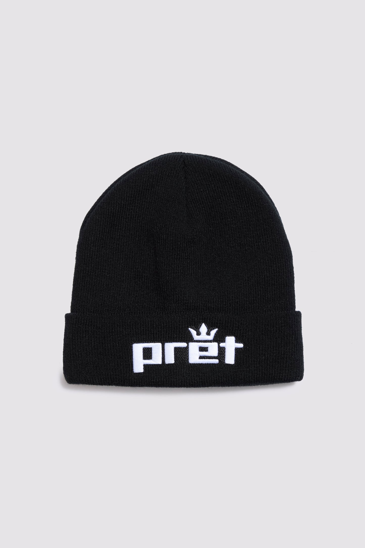 PRET Beanie in Black with White Embroidered Logo