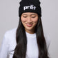 PRET Beanie in Black with White Embroidered Logo