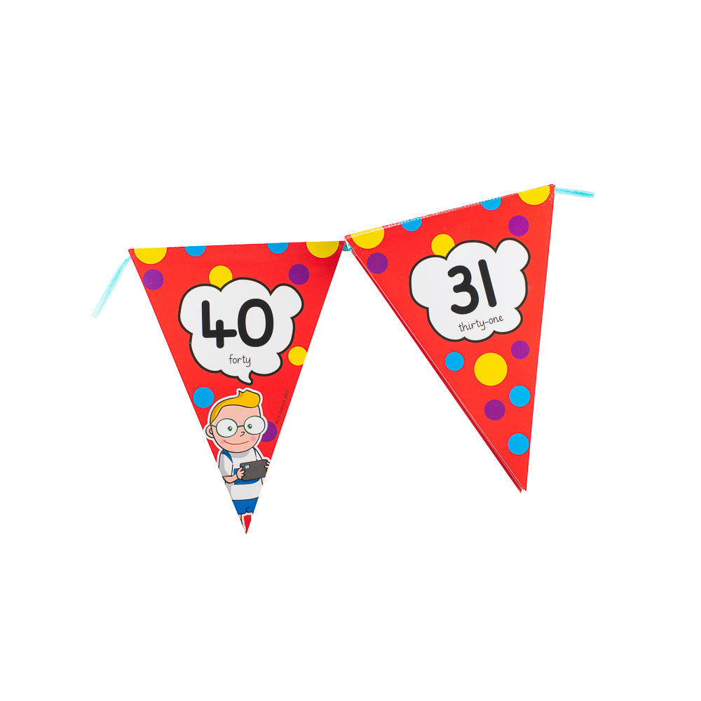Decor Set Banner - 0-100 Bunting (With a roll of ribbon)