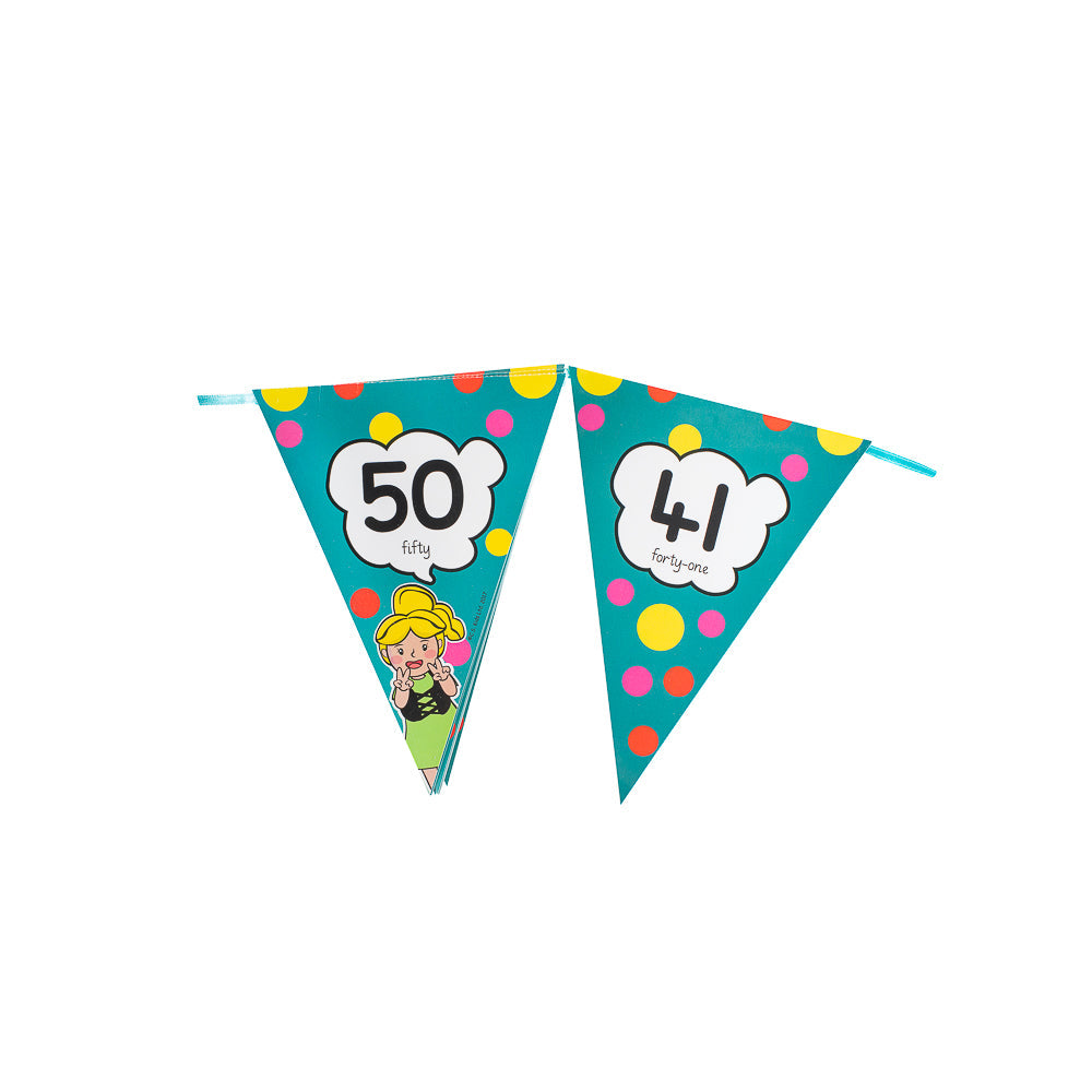 Decor Set Banner - 0-100 Bunting (With a roll of ribbon)
