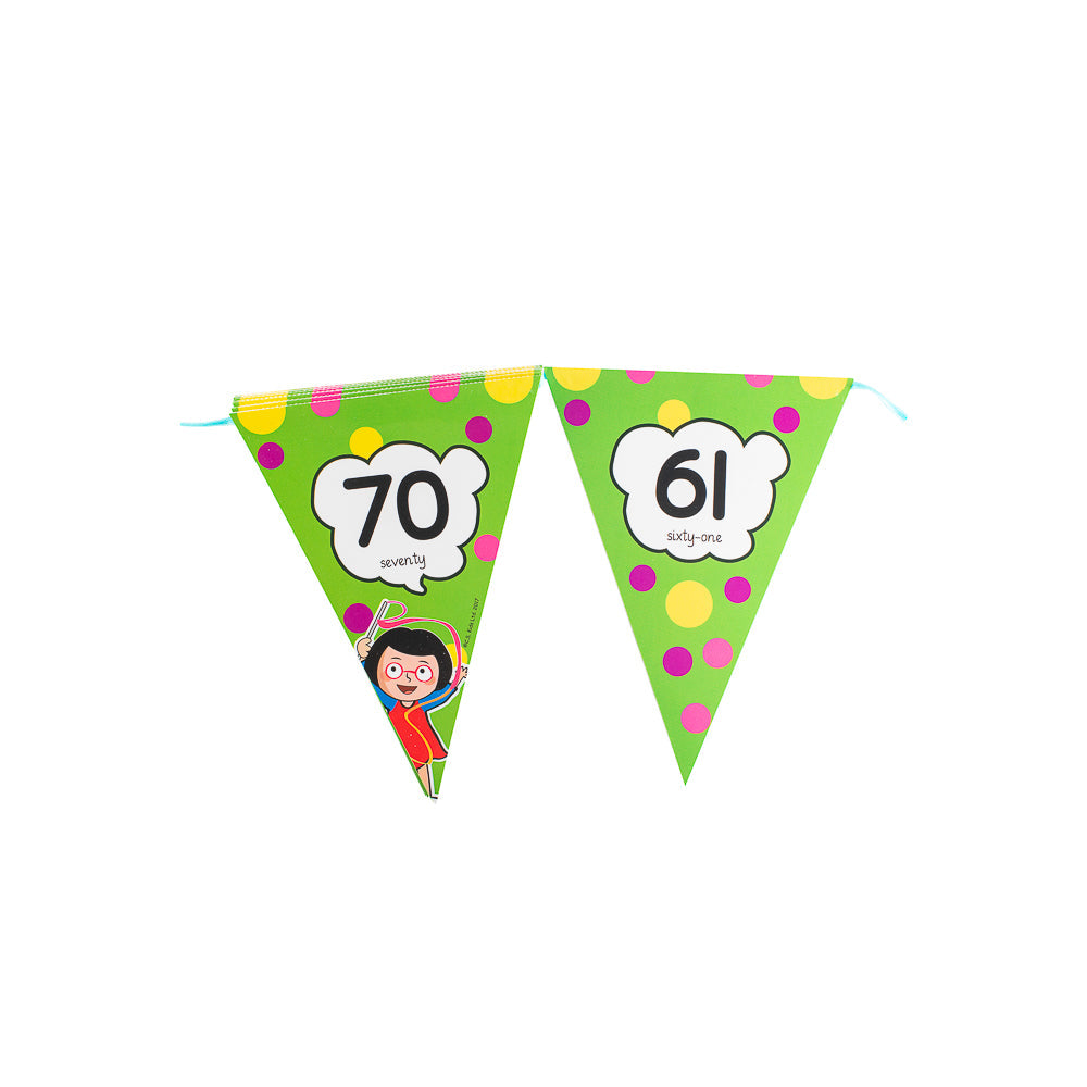 Decor Set Banner - 0-100 Bunting (With a roll of ribbon)
