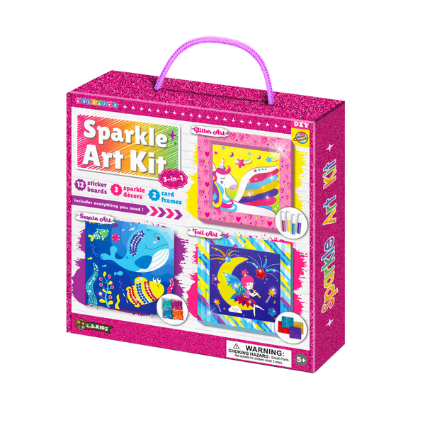 My Magic World DIY 3-in-1 Sparkle Art Set For Kids (12 sparkly creative arts and crafts projects
