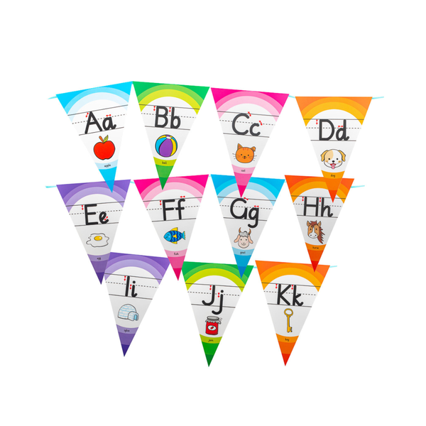 Decor Set Banner - ABC Learning, Alphabet Bunting (With a roll of ribbon)