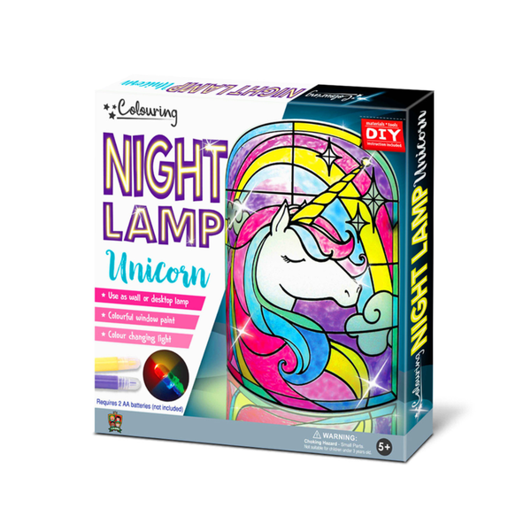 DIY Magic World | Unicorn Night Lamp Kit for Kids - Stained Glass, Color Changing LED Bedroom Light