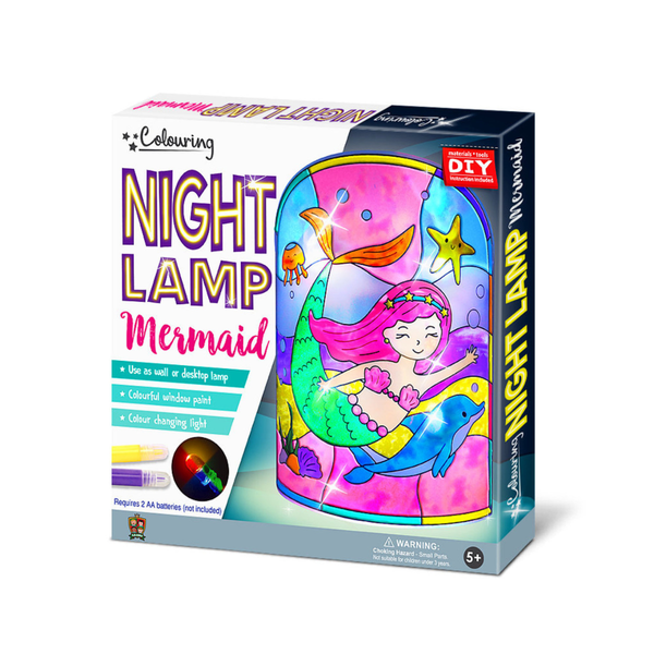 DIY Magic World | Mermaid Night Lamp Kit for Kids - Stained Glass, Color Changing LED Bedroom Light