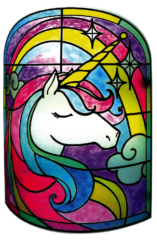 DIY Magic World | Unicorn Night Lamp Kit for Kids - Stained Glass, Color Changing LED Bedroom Light
