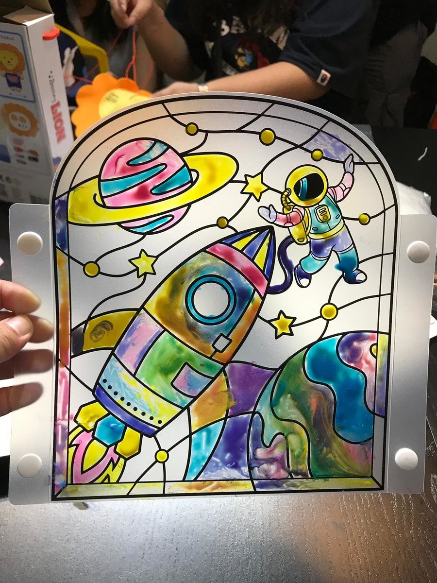 DIY Magic World | Space Night Lamp Kit for Kids - Stained Glass, Color Changing LED Bedroom Light