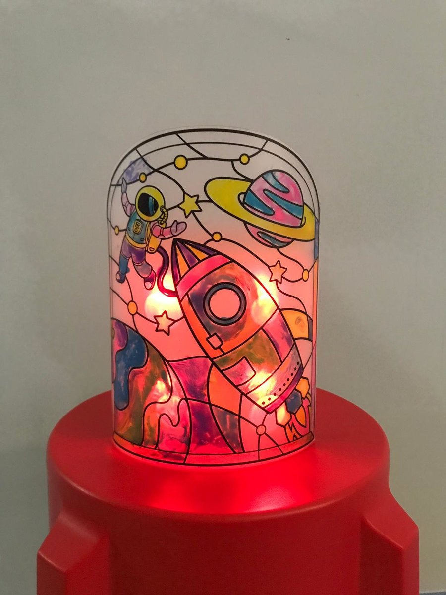 DIY Magic World | Space Night Lamp Kit for Kids - Stained Glass, Color Changing LED Bedroom Light
